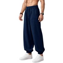 Men's Cotton Linen Pants Breathable Casual Tapered Jogger Pants L black