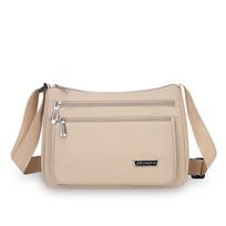 Multi-Layer Multiple Compartments Crossbody Bag Lightweight Middle-aged Women's Nylon Bag  Commute chaki