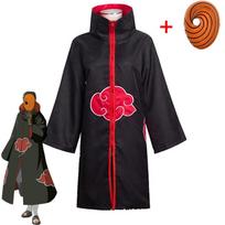Naruto Tobi Obito Cosplay Kostiumas Akatsuki Ilgomis Rankovėmis Apsiaustas Helovino Karnavalas Juokingas Suaugusiųjų Cosplay Kostiumas as the picture-XL black