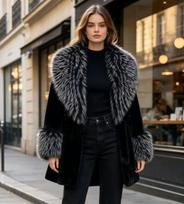 Women'S Thickened Imitation Mink Fur Jacket Big Raccoon Fur Collar Lace-Up Short Fur Integrated Coat Large Size 3XL