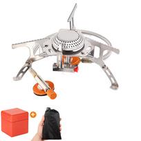 Folding Camping Gas Stove With Windproof Cover Outdoor Strong Fire  Heater Burner Portable Ultralight Picnic Hiking Gas Cooker white