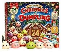 24‑Day Christmas Dumpling Squishy Advent Calendar 2026,Fidget Sensory Countdown Calendar,Surprise Squishies,Stress Relief Fidget