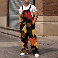 Men's Loose Fit Cargo Bib Overalls Wide Leg Jumpsuit with Multi-Function Utility Pockets XL smėlis