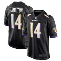 Baltimore Ravens 14 Hamilton Football Jersey Men Purple Black White S-XXXL S