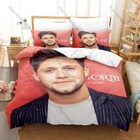 Cool Niall Horan Duvet Cover + 2 Pillowcases, Famous Irish Singer Print Bedding Set Soft Fabric Bedroom Decor Gift for Pop Music 100x130CM beige