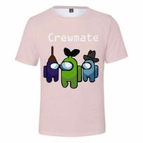 Game Among Us Tshirt Imposter Crewmate Kids Short Sleeve Oneck Gift Tshirt Kids Light Pink,150