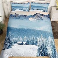 Snow Mountain Duvet Cover Set Iceberg Sunrise Sunset Bedding Set Microfiber Winter Natural Scenery Quilt Cover Single King Size 140x200cm 3pcs