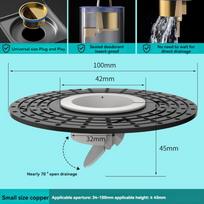 34-100mm Dia Hole Shower Floor Drain Backflow Preventer Insert Drain Plug  Sewer Black-Plastic-Filter