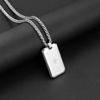 New Titanium Steel Carved Military Brand Corroded Cross with Engravable Words for Men All-match Necklace 60CM black