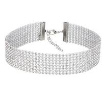Elegant AB Color Full Diamond Choker Necklace - European/American Fashion Jewelry white