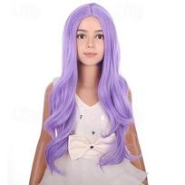 HAIRJOY Sintetiniai plaukai Spalvingos perukai Ilgas garbanotas banguotas perukas mergaitėms Vaikams Vaivorykštės perukas Spalvotas Cosplay vakarėlis Karnavalas Helovinas 26inches beige