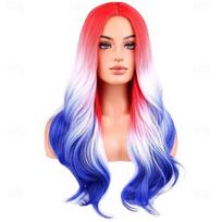 HAIRJOY Sintetiniai plaukai Spalvingos perukai Ilgas garbanotas banguotas perukas mergaitėms Vaikams Vaivorykštės perukas Spalvotas Cosplay vakarėlis Karnavalas Helovinas 26inches beige