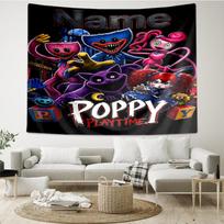 Custom Name Huggy Wuggy Print Tapestry, Backdrop, Easy Setup, Ideal for Bedroom, Office & Living Room, with Aesthetic Wall Hanging Decor. 130cmx150cm