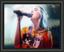Billie Eilish Signed - Singer - A4 Autograph High Gloss Photo Poster gray