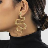 Sexy and Exaggerated Halloween Snake Shaped Stud Earrings for Women Fashion Gothic Personalized Trendy Girl Rock Jewelry brown
