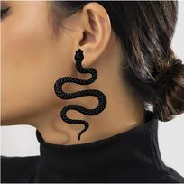 Sexy and Exaggerated Halloween Snake Shaped Stud Earrings for Women Fashion Gothic Personalized Trendy Girl Rock Jewelry brown