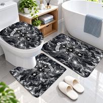 3Pcs Flannel Toilet Mat Set Guns N’ Roses Bathroom Rug Bath Carpet Non Slip Home Decor 3Pcs-50x80cm+50x40cm+35x45cm