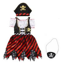 Mergaitei pirato kostiumas Karibų tematikos su kaukole Spausdinimu Helovino vakarėlio Cosplay apranga Apima žaislą dovaną Karnavalas 3-12 m. 130 black