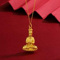 Guanyin Buddha Head Necklace Women 3D Hard Pendant Luxury Clavicle Chain Solid Silver black