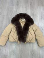 Big fur collar short pie overcome women's thickened windproof jacket retro army green women's clothing source one piece XXL gray