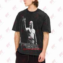 Techno Viking Music Festival Party Vintage Washed Tee Pure Cotton T-Shirt S black