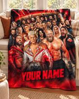 WWE Superstar Blanket, Personalized Name Wrestling Fleece Throw, Custom Fan Room Decor 100x150cm
