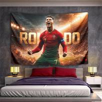 Cristiano Ronaldo Portugal Number 7 Roaring Celebration Tapestry Wall Hanging Soccer Poster for Fan Bedroom 150x200cm(59x78in)