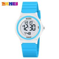 SKMEI 2303 Sport Waterproof Colorful Kids Electronic Watch Children Digital Color Shockproof Wristwatch for Boy Girl Clock 2108 white