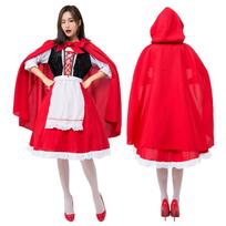 Children's Little Red Riding Hood and the Big Bad Wolf costumes, parent-child fairy tale role-playing, kindergarten play costumes 140cm red