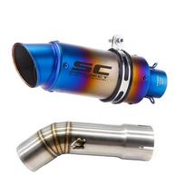 Black / Silvery / Carbon / Blue Exhaust Pipe With Motorcycle Muffler Mid Link Pipe For Yamaha FZ-8 Fazer 800 FZ8 / S / N 10-15 AE