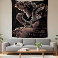 Tapestry Viking Ragnar Lothbrok Beard Rune Gold Poster Wall Art for Bedroom Decor 130x150cm(51x59in)