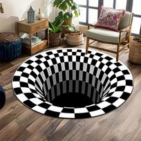 Optical Illusion Black Hole Carpet Print round rug, living room, bedroom, playroom carpet, non slip floor mat, gift 120cmx120cm