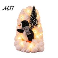 Lighted Winter Holiday Railing Decor Penguin Christmas Stair Snow Decor, Staircase Decoration, Snowy Banister Connected Story Scene Display D