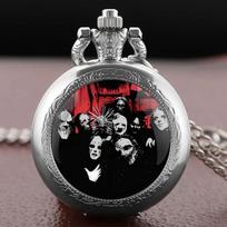 Slipknot Band Glass Dome Pocket Watch - Chain Pendant Necklace, Unisex Gift for Men & Women, Souvenir Relogio De Bolso white