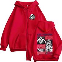 Anime Jojo Bizarre Adventure Kira Yoshikage Killer Queen Zipper Hoodies Men Women Fashion Zip Up Hooded Sweatshirts Jackets Coat XL red