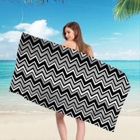 Geometric Waves Big Microfiber Beach Towels Quick Dry Towel Sand Beach Towels Pool Towel for Travel Swim Pool Yoga 30x60cm white