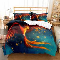 Phoenix Duvet Cover Set King Queen Size for Kids Boy Girls Bedding Set Yellow Animals Pattern Polyester Quilt Cover with Zipper AU Single(140x210cm)