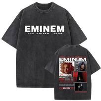 Washed Vintage Rapper Eminem Graphic T-shirts Men Women Hip Hop Fashion Oversized Short Sleeve T Shirt High Quality Stre3335 2XL black