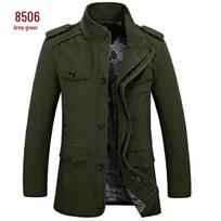Men's Large Size Mid-Length Cotton Windbreaker Jacket - Spring & Autumn Casual Style XXL black