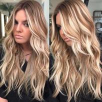 European and American new wig medium gradual change yellow long curly hair women's big wave wig rose net brown