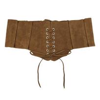 Spicy Girl Brown Cummerbunds Adjustable Western Cowboy Belt Gothic Suede Wide Belt  Waistband brown