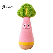 Cute Carrot Shape Dog Playthings Wobbling Toy, Plush Chew Toy with Wooden Wobble Base, Interactive Toys for Indoor Play Self-Righting Small Dogs Solo rožinė