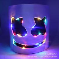 Marshmello DJ Headset Mask LED Light Up Halloween Rave Party as picture