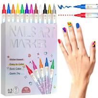 12Pcs Vibrant Color Nail Markers Double Ended for Artistic Highlighting Outlining Fine Tip Control Polish Creative Use 1