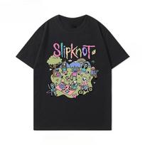 Rock Retro Slipknot T-shirt Short Sleeved Men's and Women's Suitable Heavy Metal Cartoon Printed Loose Top Half Sleeve XXXL gray