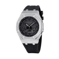 CASIO Unisex skystųjų kristalų/analoginis dvigubo ekrano serijos juodas laikrodis GA-2100-1A1- Silver Tapes gray