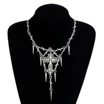 Fashion Cross Pendant Necklace With Alloy Chain For Unisex Daily Wear gray