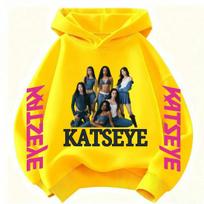 Y2k Fashion Katseye Girl Group Graphic Pullover; 2026 Kids' Stylish Hoodie Casual Retro Hoodie for Girls – Warm & Street-Style 160
