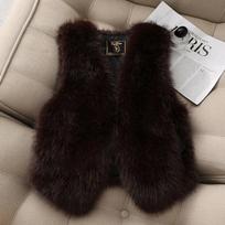 Autumn Winter Imitation Fox Fur Vest Jacket for Women Fashion Thick V-neck Sleeveless Coat Female Short Faux Fur Waistcoat Tops 5XL black