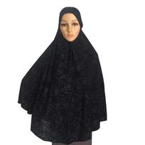 H051 latest big size glitter muslim hijab scarf pray hijab women headwrap can cover bust to waist turban caps bonnet black